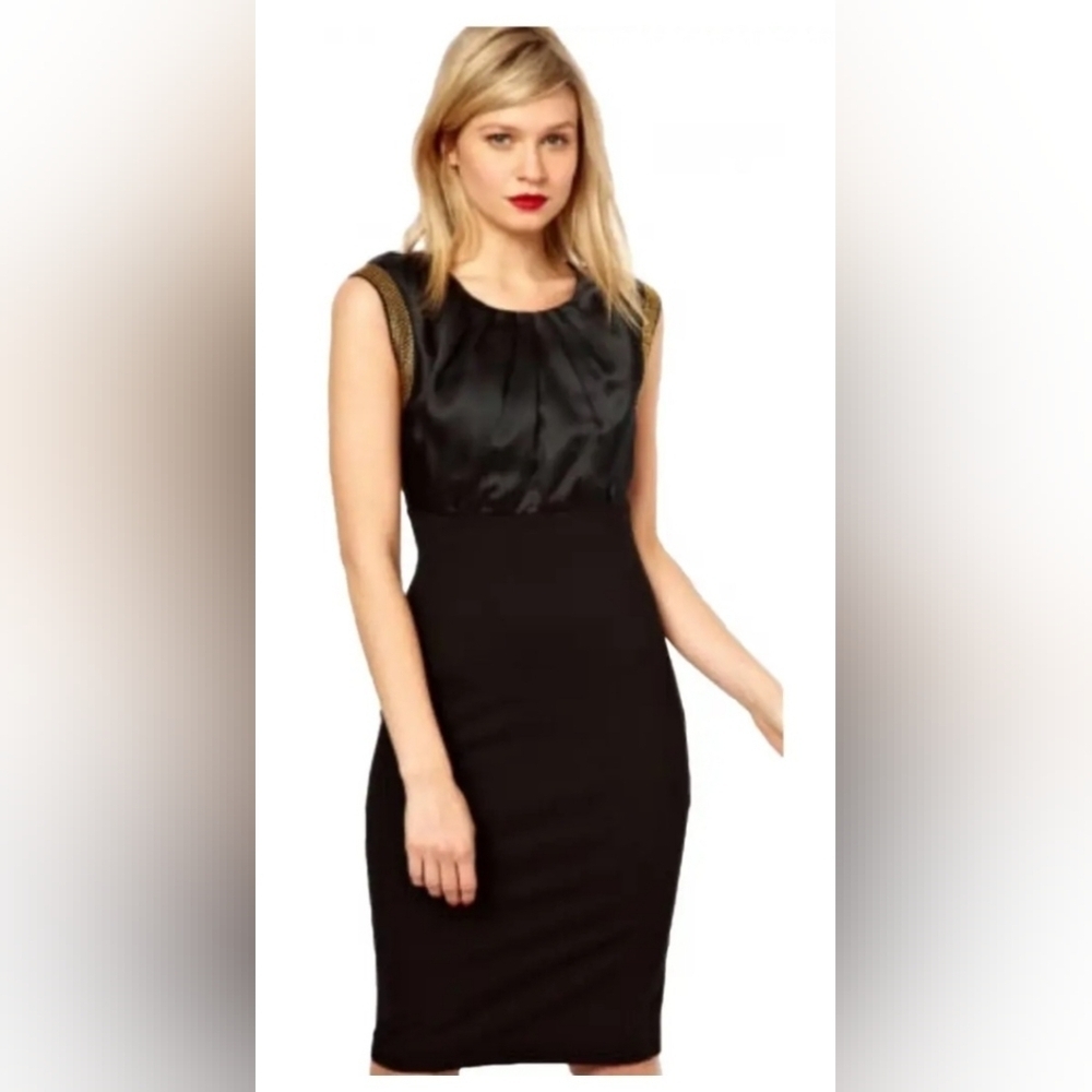 Ted Baker Elate Silk And Rhinestone Midi Sheath Dress, VGUC, Size 4